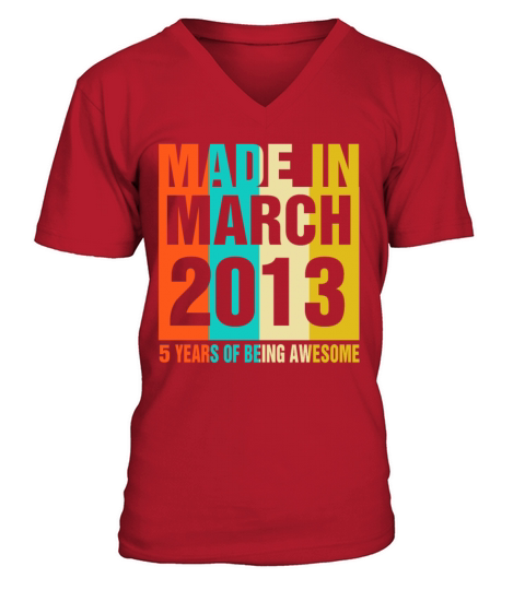 Retro March 2013 5 Years Of Being Awesome Men's V-Neck T-shirt