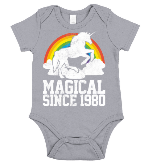 40th Birthday Unicorn 1980 Gay Pride Funny Gift Short Sleeve Baby One-Piece