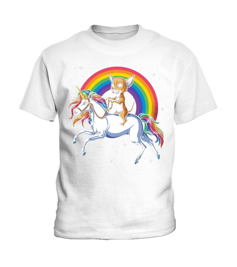 Chihuahua Riding Unicorn Funny Kids T-Shirt