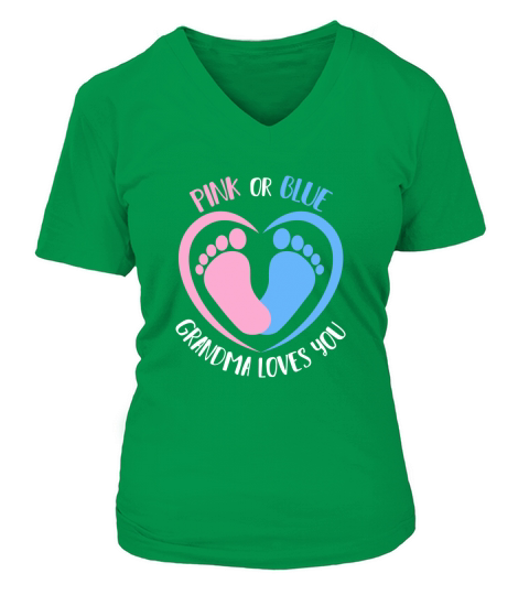 Pink or Blue Grandma Loves You Gender Reveal V-neck T-Shirt Woman