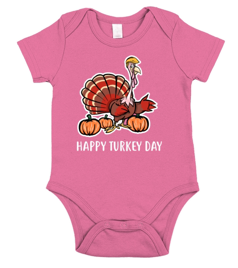 Thanksgiving Trump Happy Turkey Day Funny Gift Fal Short Sleeve Baby One-Piece