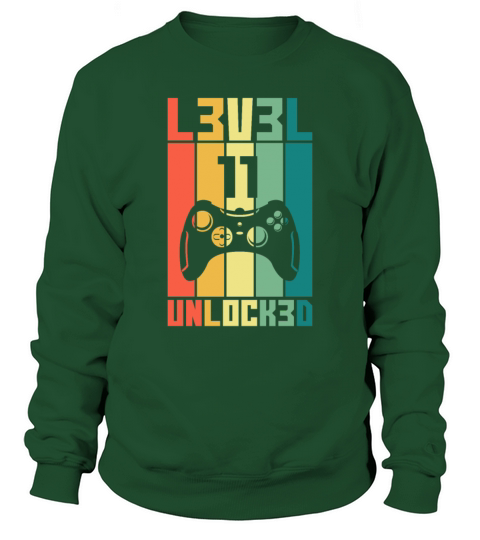 Level 11 Unlocked Vintage Gamer 11th Birthday Gift Men's Sweatshirt