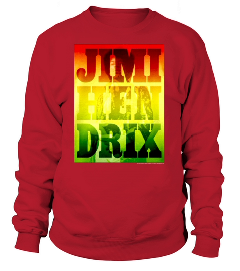 Jimi Hendrix Rasta Colors Typographic Poster Graphic T-Shirt Sweatshirt Unisex