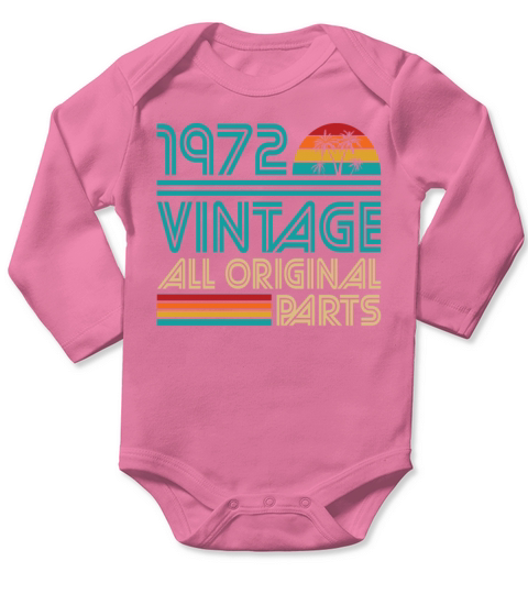 50th Birthday Vintage 1972 All Original Parts Long Sleeve Baby One-Piece