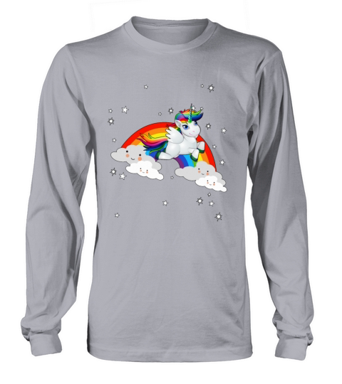 Rainbow Clouds Unicorn Gift Idea Design Women's Long Sleeve