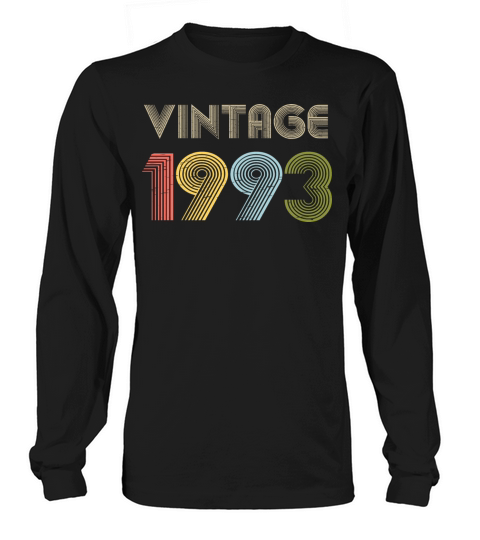28th Birthday Vintage Shirt Born In 1993 Gift Tee Men's Long Sleeve