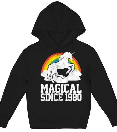 40th Birthday Unicorn 1980 Gay Pride Funny Gift Kids Hoodie