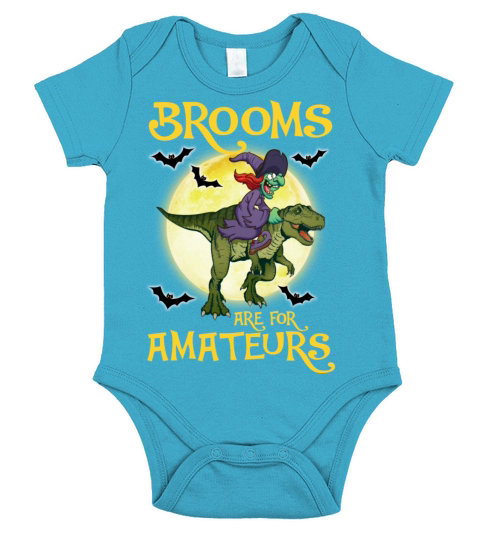 Witch Riding Dinosaur Brooms Are For Amateurs Short Sleeve Baby One-Piece