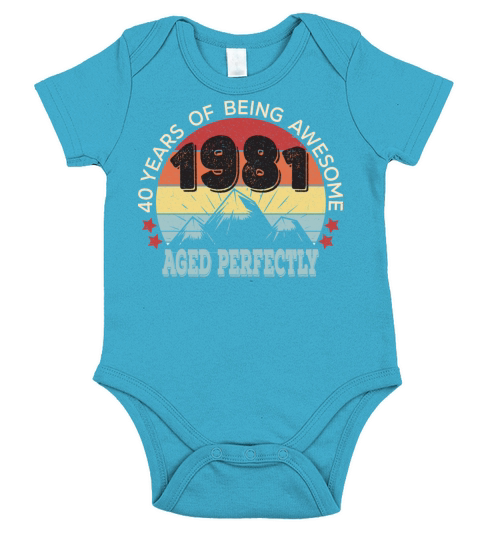 40 Years Old Gift 1981 - Vintage 34th Birthday Short Sleeve Baby One-Piece