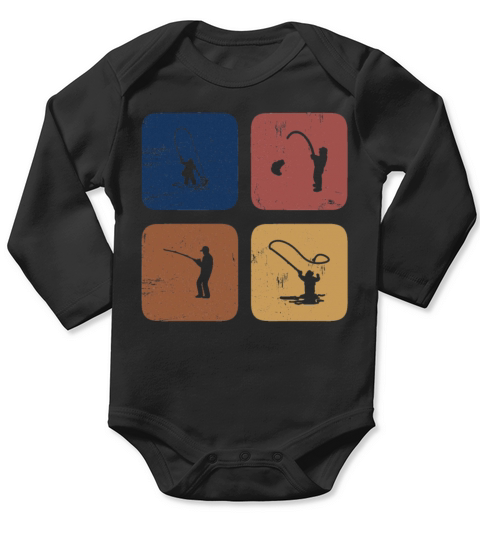 Vintage Fishing, Fishermen and Fisherman Gift Long Sleeve Baby One-Piece