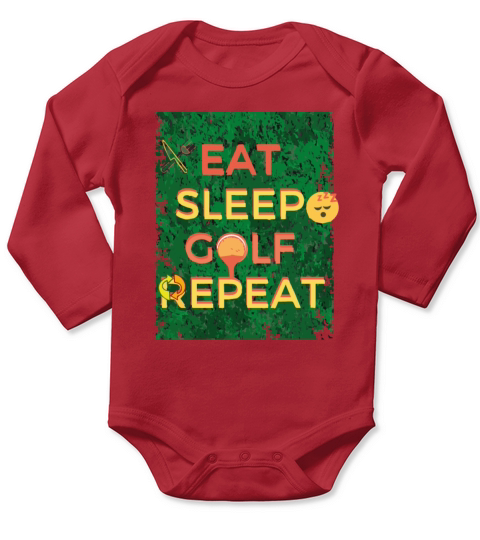 Eat Sleep Golf Repeat Long Sleeve Baby One-Piece