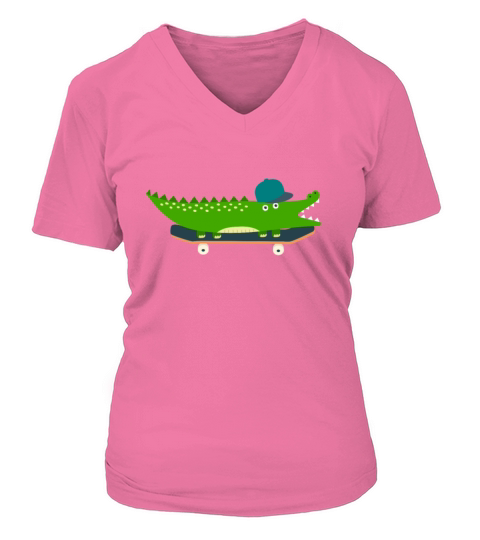Funny Crocodile Skateboard Gift Women's V-Neck T-shirt
