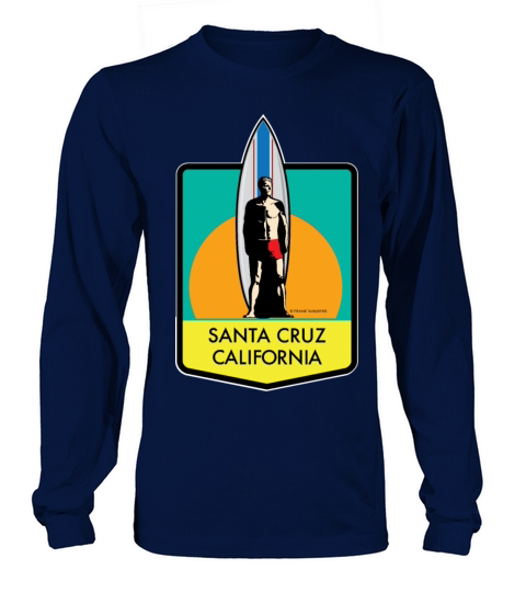 Santa Cruz California Surfer Statue Sunset Yellow Women's Long Sleeve