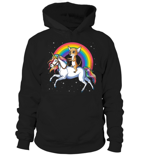Chihuahua Riding Unicorn Funny Hoodie Unisex