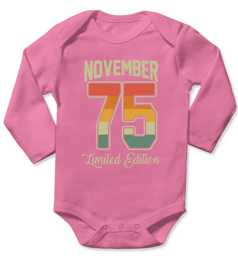 Vintage November 45 Year 1975 45th Birthday Gift Long Sleeve Baby One-Piece
