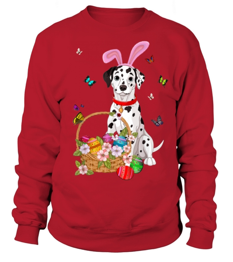 Cutes Dalmatian Bunny Ear With Eggs Easter Sweatshirt Unisex
