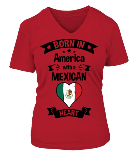 Born In America With A Mexican Heart Women's V-Neck T-shirt