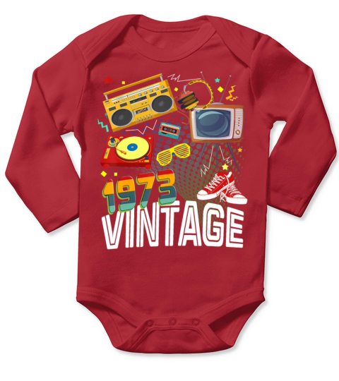 47th Birthday 47 Years Old Vintage 1973 Retro 80s Long Sleeve Baby One-Piece