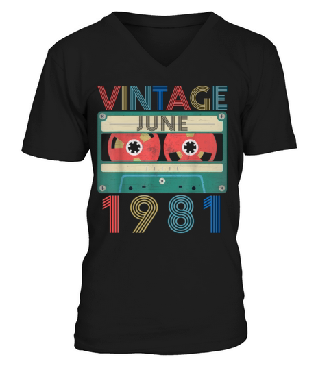 Retro Vintage June 1981 birthday Men's V-Neck T-shirt