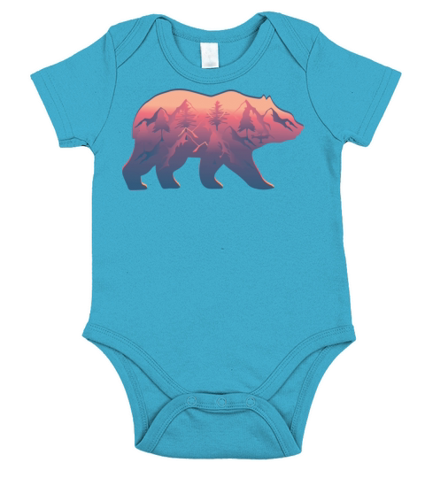 Bear bears nature wilderness mountain mountains hi Short Sleeve Baby One-Piece