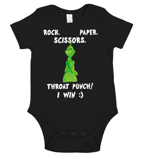 Grinch Funny Win Christmas Rock Paper Scissors Short Sleeve Baby One-Piece