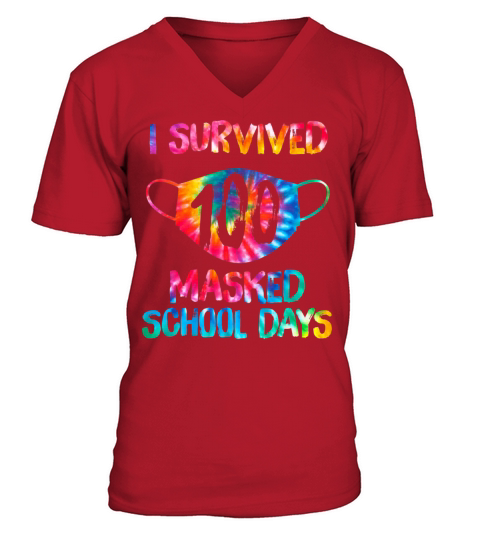 Tie Dye Mask I Survived 100 Masked School Days Men's V-Neck T-shirt