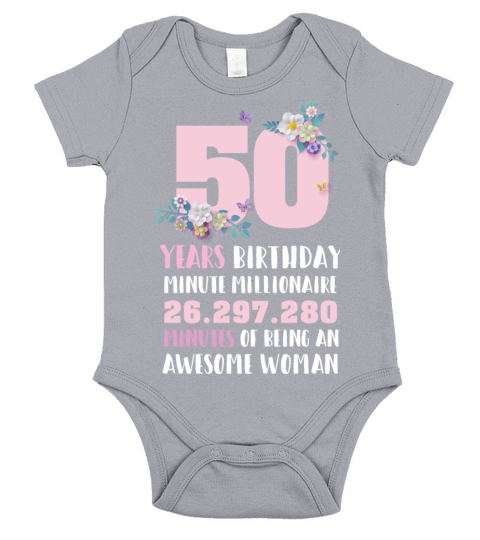 50th Birthday Gift Vintage Women T-Shirt Short Sleeve Baby One-Piece