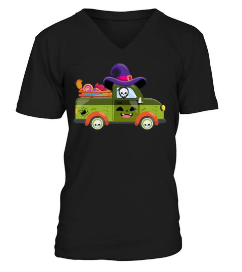 halloween truck Men's V-Neck T-shirt
