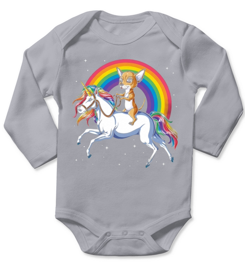 Chihuahua Riding Unicorn Funny Long Sleeve Baby One-Piece