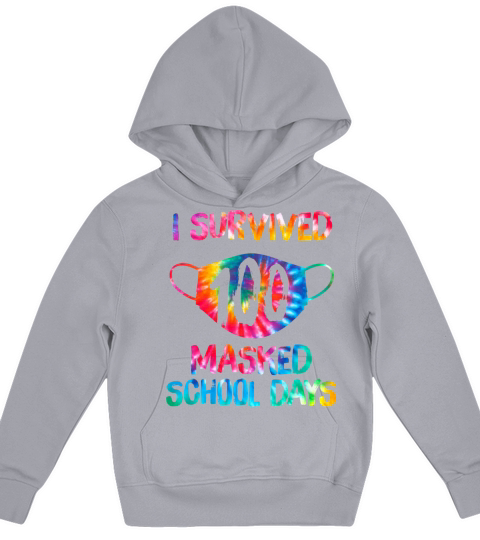 Tie Dye Mask I Survived 100 Masked School Days Kids Hoodie