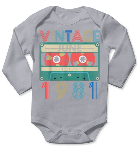 Retro Vintage June 1981 birthday Long Sleeve Baby One-Piece
