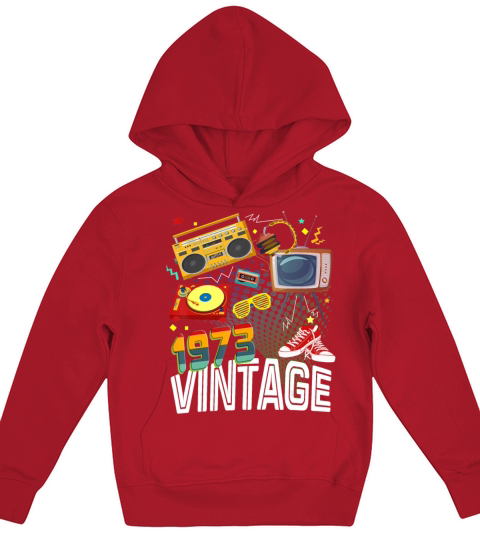47th Birthday 47 Years Old Vintage 1973 Retro 80s Kids Hoodie