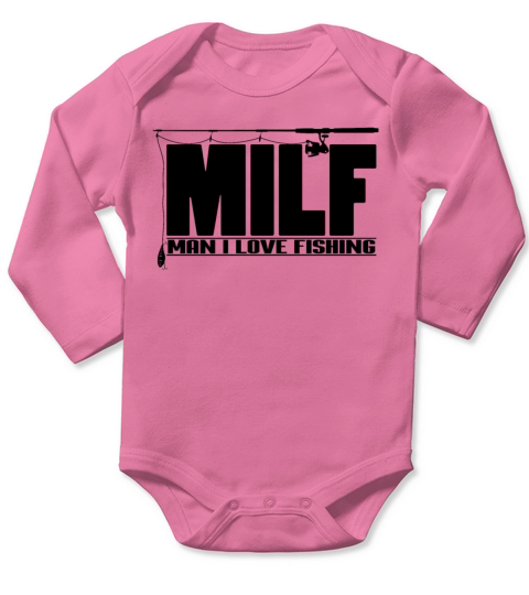 Mens MILF Man I Love Fishing design Gift for Long Sleeve Baby One-Piece
