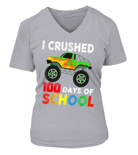 100 Days Of School Boys Monster Trucks T Shirt Women's V-Neck T-shirt