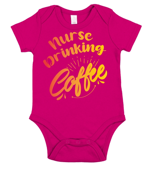 nurse drinking coffee Short Sleeve Baby One-Piece
