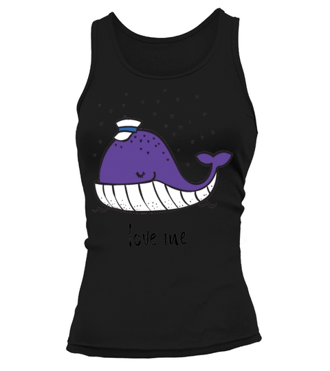 cute doodle ocean whale in color Love Me Women's Tank Top