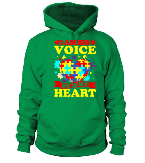 I Am His Voice He Is My Heart Autism Awareness Son Men's Hoodie
