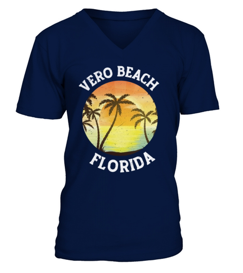 Vintage Vero Beach Florida Retro 70s 80s Souvenir Men's V-Neck T-shirt