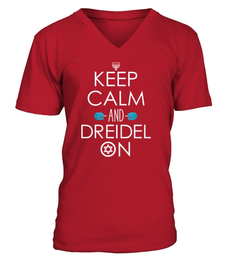 Funny Hanukkah Gift Ideas - Keep Calm and Dreidel Men's V-Neck T-shirt