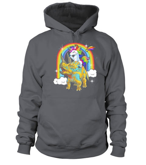 Unicorn Riding Dinosaur Triceratops Rainbow Women's Hoodie