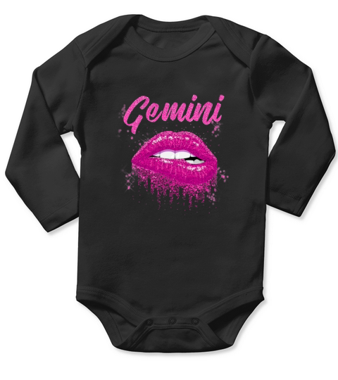 Gemini Zodiac Birthday Pink Lips Long Sleeve Baby One-Piece