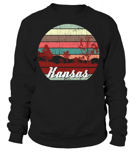 Retro Color Distressed Design Kansas Travel Campin Men's Sweatshirt