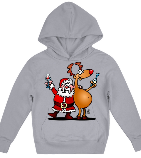 Merry Christmas Santa Claus and his Reindeer Kids Hoodie