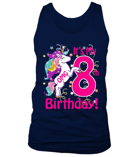 OMG It s My 8th Birthday Girls Unicorn 8 years old Men's Tank Top