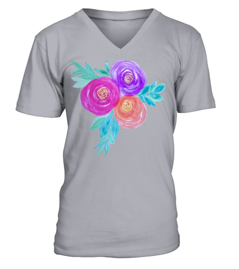 Vibrant Watercolor Floral Men's V-Neck T-shirt
