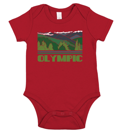 Olympic National Park Skyline Retro Cityscape 70s Short Sleeve Baby One-Piece
