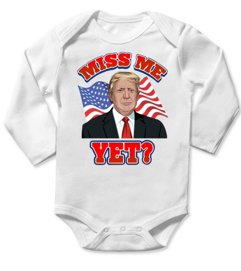 Miss Me Yet American Flag Long Sleeve Baby One-Piece