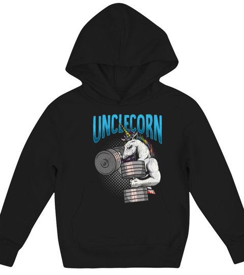 Cool Unicorn Uncle Weightlifting Gym Workout Kids Hoodie
