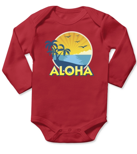 Vintage Aloha Island Surfing 70s Retro Long Sleeve Baby One-Piece