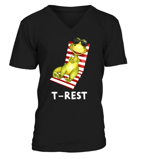 T-Rest T-Rex Cute Relax Holiday Beach Dinosaur Fun Men's V-Neck T-shirt